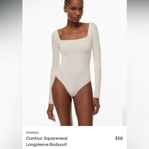 Aritzia Matte Pearl Babaton Contour Squareneck Longsleeve Bodysuit